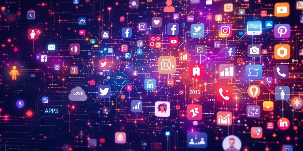 Colorful app icons symbolizing lead generation success.