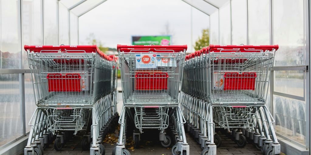 gray and red shopping carts